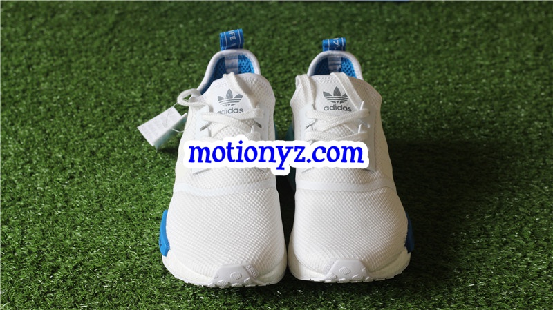 Real Boost Adidas NMD R1 White Blue Glow